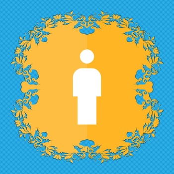 Human, Man Person, Male toilet . Floral flat design on a blue abstract background with place for your text. illustration