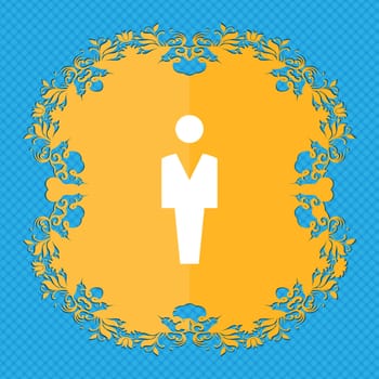 Human, Man Person, Male toilet . Floral flat design on a blue abstract background with place for your text. illustration