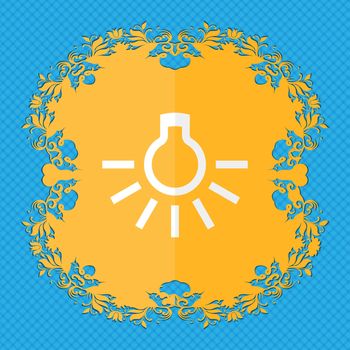 light bulb. Floral flat design on a blue abstract background with place for your text. illustration