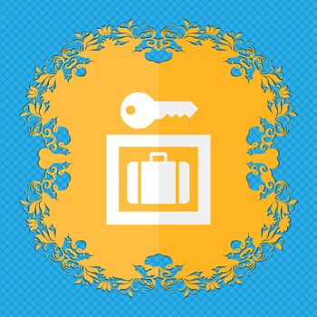 Luggage Storage. Floral flat design on a blue abstract background with place for your text. illustration