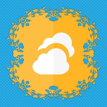 Cloud . Floral flat design on a blue abstract background with place for your text. illustration