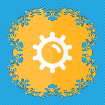 Sun . Floral flat design on a blue abstract background with place for your text. illustration