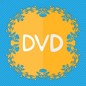 dvd. Floral flat design on a blue abstract background with place for your text. illustration