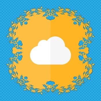 cloud . Floral flat design on a blue abstract background with place for your text. illustration