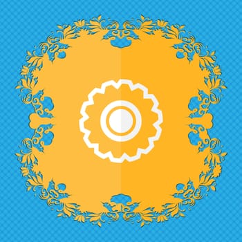 cogwhee. Floral flat design on a blue abstract background with place for your text. illustration