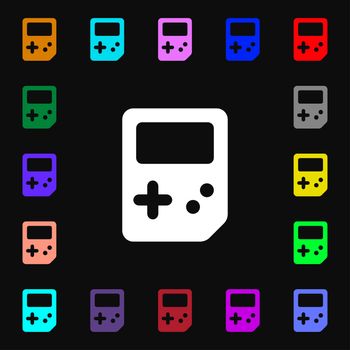 Tetris icon sign. Lots of colorful symbols for your design. illustration