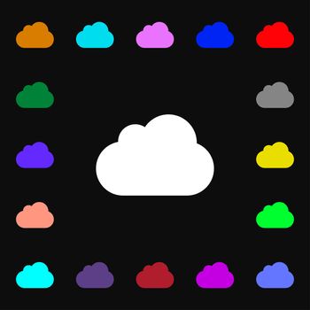 cloud icon sign. Lots of colorful symbols for your design. illustration