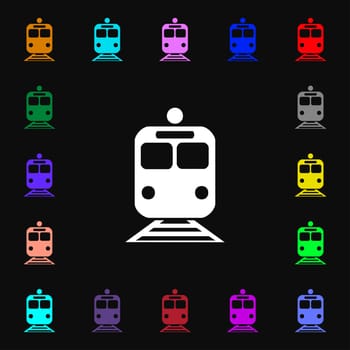 train icon sign. Lots of colorful symbols for your design. illustration