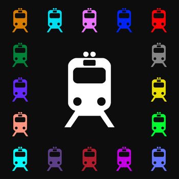 train icon sign. Lots of colorful symbols for your design. illustration