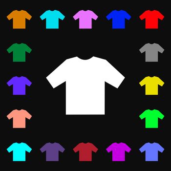 t-shirt icon sign. Lots of colorful symbols for your design. illustration