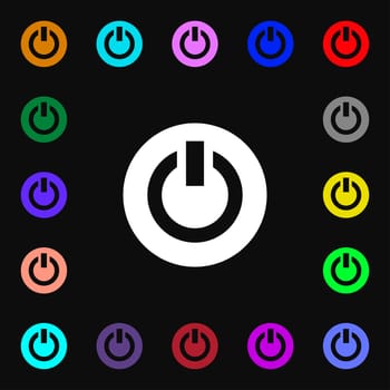 Power, Switch on, Turn on  icon sign. Lots of colorful symbols for your design. illustration