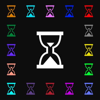 Hourglass, Sand timer icon sign. Lots of colorful symbols for your design. illustration