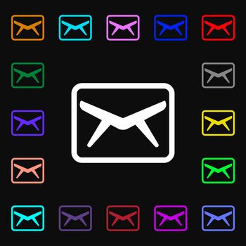 Mail, Envelope, Message icon sign. Lots of colorful symbols for your design. illustration
