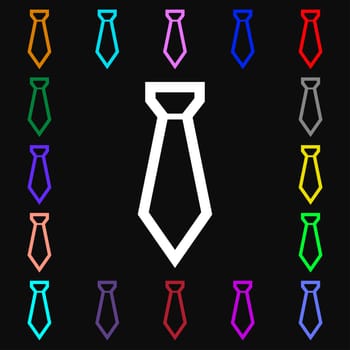 Tie icon sign. Lots of colorful symbols for your design. illustration