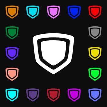 shield icon sign. Lots of colorful symbols for your design. illustration