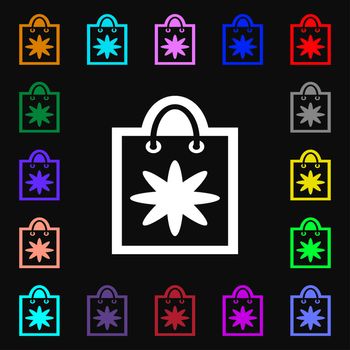 shopping bag icon sign. Lots of colorful symbols for your design. illustration