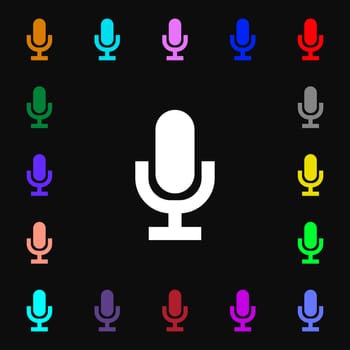 microphone icon sign. Lots of colorful symbols for your design. illustration