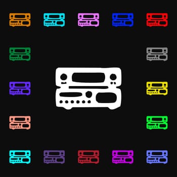 radio, receiver, amplifier icon sign. Lots of colorful symbols for your design. illustration