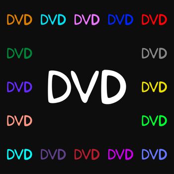 dvd icon sign. Lots of colorful symbols for your design. illustration