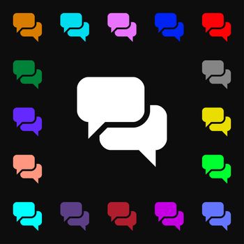 Speech bubble, Think cloud icon sign. Lots of colorful symbols for your design. illustration