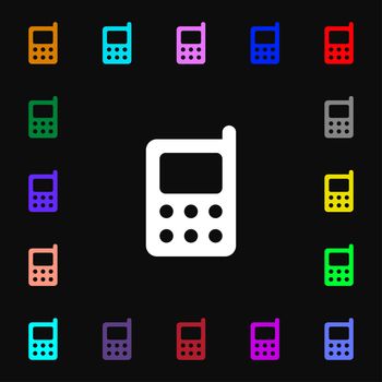 mobile phone icon sign. Lots of colorful symbols for your design. illustration