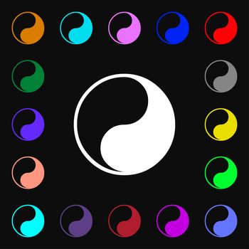 Yin Yang icon sign. Lots of colorful symbols for your design. illustration
