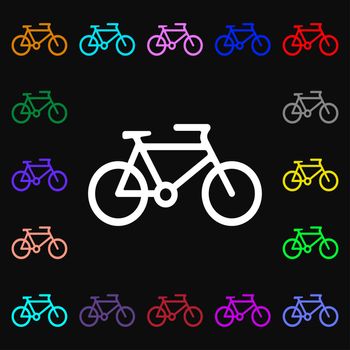 bike icon sign. Lots of colorful symbols for your design. illustration