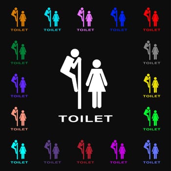 toilet icon sign. Lots of colorful symbols for your design. illustration