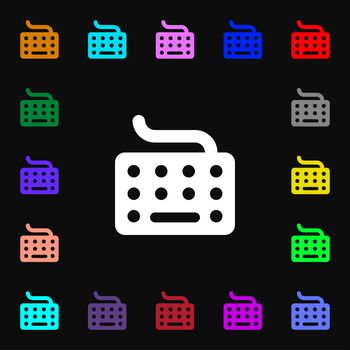keyboard icon sign. Lots of colorful symbols for your design. illustration