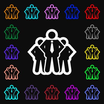 business team icon sign. Lots of colorful symbols for your design. illustration