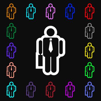 businessman icon sign. Lots of colorful symbols for your design. illustration