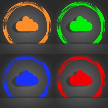 Cloud sign icon. Data storage symbol. Fashionable modern style. In the orange, green, blue, red design. illustration