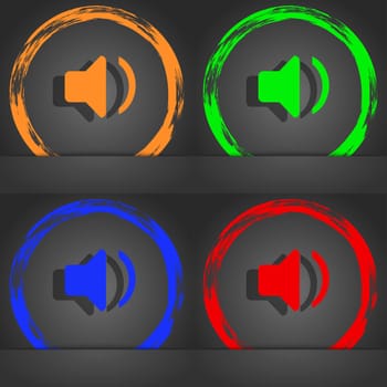 Speaker volume, Sound icon symbol. Fashionable modern style. In the orange, green, blue, green design. illustration