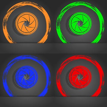 diaphragm icon. Aperture sign. Fashionable modern style. In the orange, green, blue, red design. illustration