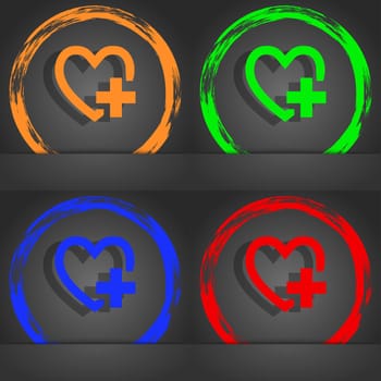 Heart sign icon. Love symbol. Fashionable modern style. In the orange, green, blue, red design. illustration