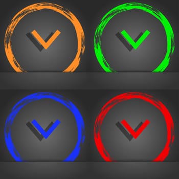 Arrow down, Download, Load, Backup icon symbol. Fashionable modern style. In the orange, green, blue, green design. illustration