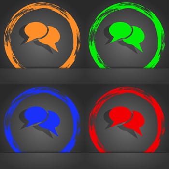 Speech bubble icons. Think cloud symbols. Fashionable modern style. In the orange, green, blue, red design. illustration