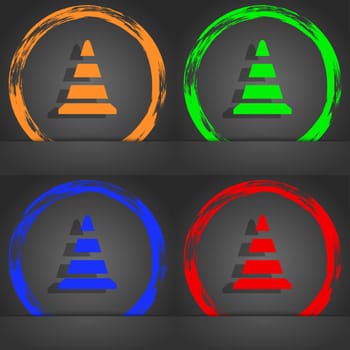 road cone icon. Fashionable modern style. In the orange, green, blue, red design. illustration