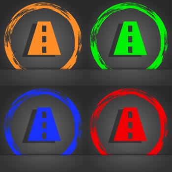 Road icon symbol. Fashionable modern style. In the orange, green, blue, green design. illustration