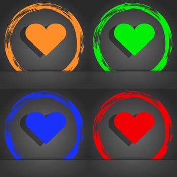 Heart, Love icon symbol. Fashionable modern style. In the orange, green, blue, green design. illustration