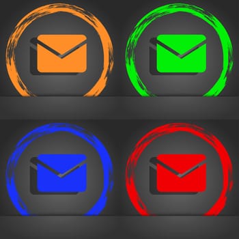 Mail, Envelope, Message icon symbol. Fashionable modern style. In the orange, green, blue, green design. illustration