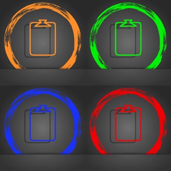 File annex icon. Paper clip symbol. Attach sign. Fashionable modern style. In the orange, green, blue, red design. illustration