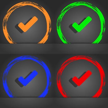 Check mark, tik icon symbol. Fashionable modern style. In the orange, green, blue, green design. illustration