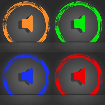 Speaker volume, Sound icon symbol. Fashionable modern style. In the orange, green, blue, green design. illustration