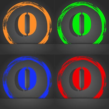 number zero icon sign. Fashionable modern style. In the orange, green, blue, red design. illustration