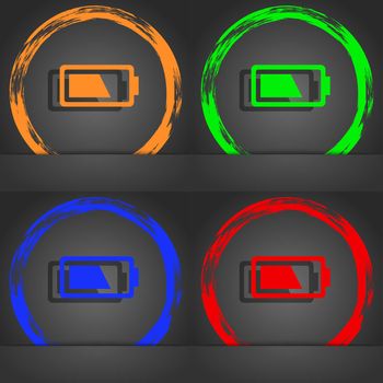 Battery half level icon symbol. Fashionable modern style. In the orange, green, blue, green design. illustration