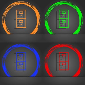Safe sign icon. Deposit lock symbol. Fashionable modern style. In the orange, green, blue, red design. illustration