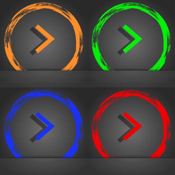 Arrow right, Next icon symbol. Fashionable modern style. In the orange, green, blue, green design. illustration