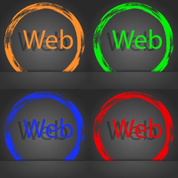 Web sign icon. World wide web symbol. Fashionable modern style. In the orange, green, blue, red design. illustration