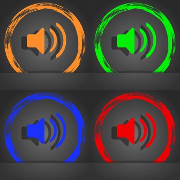 Speaker volume, Sound icon symbol. Fashionable modern style. In the orange, green, blue, green design. illustration